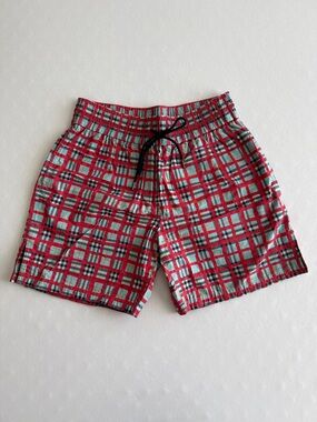 Burberry Red and Light Blue Plaid Women's Shorts